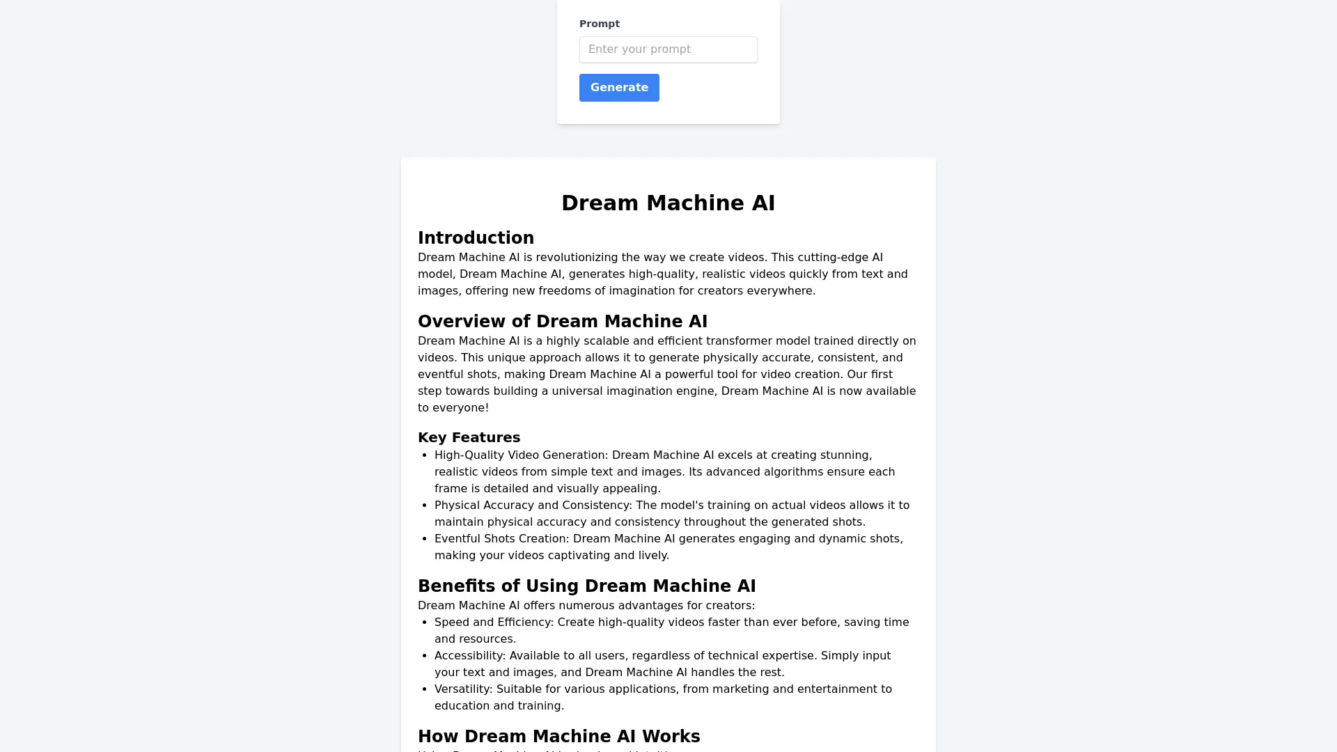 DreamMachine AI Video Generator